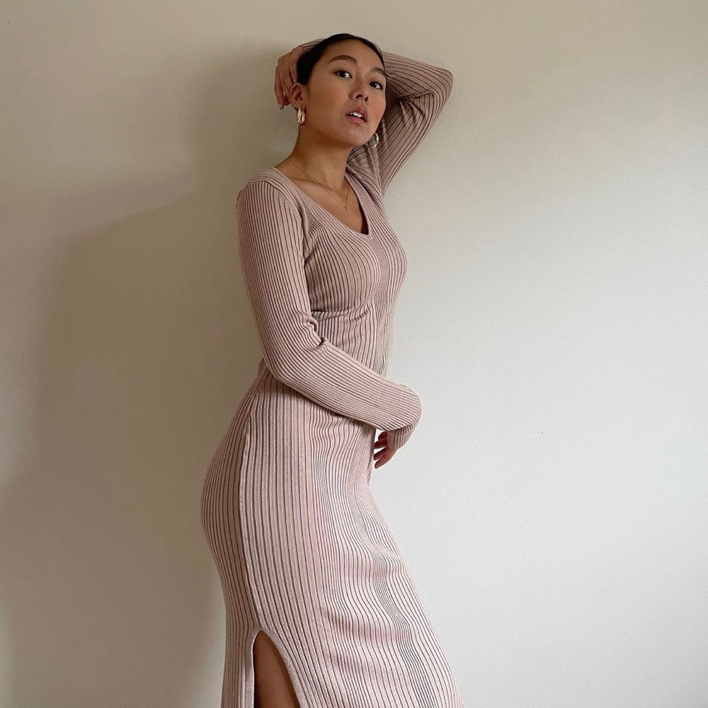 Long sleeve knit dress
